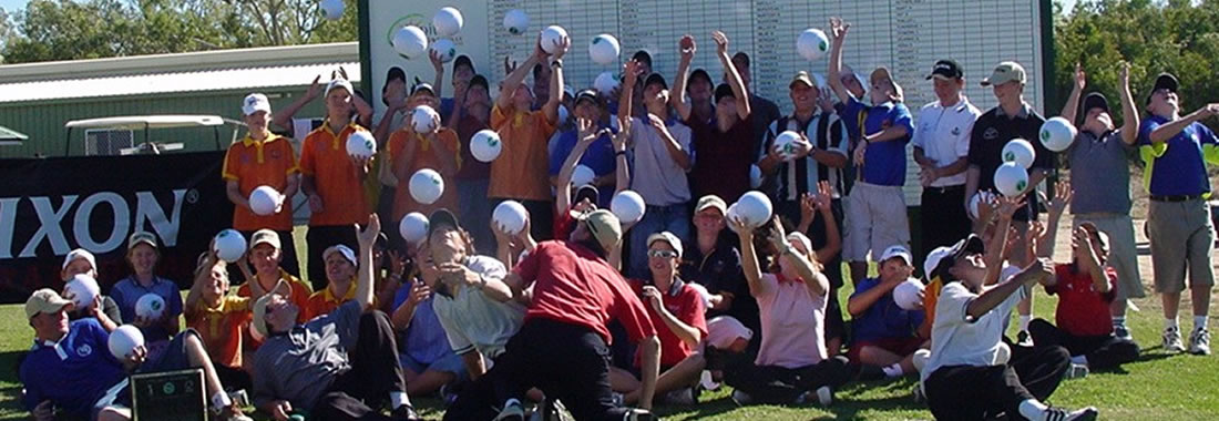 Autograph Golf Ball thrown in air by juniors